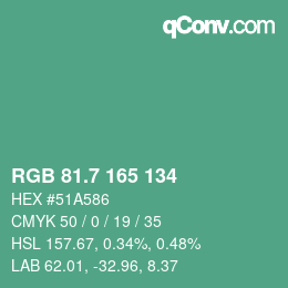 カラーコード: RGB 81.7 165 134 | qconv.com