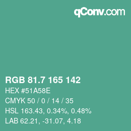 カラーコード: RGB 81.7 165 142 | qconv.com
