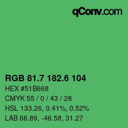 カラーコード: RGB 81.7 182.6 104 | qconv.com