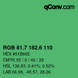 カラーコード: RGB 81.7 182.6 110 | qconv.com