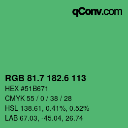 カラーコード: RGB 81.7 182.6 113 | qconv.com