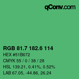 カラーコード: RGB 81.7 182.6 114 | qconv.com