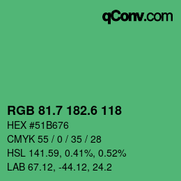 カラーコード: RGB 81.7 182.6 118 | qconv.com