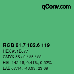 カラーコード: RGB 81.7 182.6 119 | qconv.com