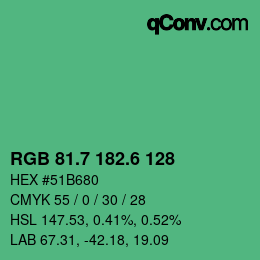 カラーコード: RGB 81.7 182.6 128 | qconv.com