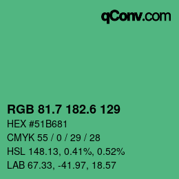 カラーコード: RGB 81.7 182.6 129 | qconv.com