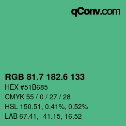 カラーコード: RGB 81.7 182.6 133 | qconv.com