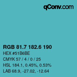 カラーコード: RGB 81.7 182.6 190 | qconv.com