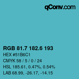 カラーコード: RGB 81.7 182.6 193 | qconv.com
