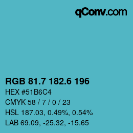 カラーコード: RGB 81.7 182.6 196 | qconv.com
