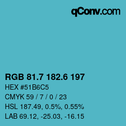 カラーコード: RGB 81.7 182.6 197 | qconv.com