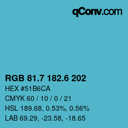 カラーコード: RGB 81.7 182.6 202 | qconv.com