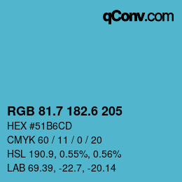 カラーコード: RGB 81.7 182.6 205 | qconv.com