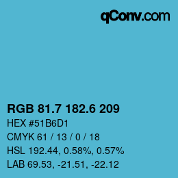 カラーコード: RGB 81.7 182.6 209 | qconv.com