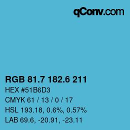 カラーコード: RGB 81.7 182.6 211 | qconv.com