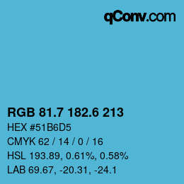 カラーコード: RGB 81.7 182.6 213 | qconv.com