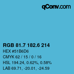 カラーコード: RGB 81.7 182.6 214 | qconv.com
