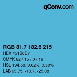 カラーコード: RGB 81.7 182.6 215 | qconv.com