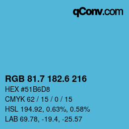 カラーコード: RGB 81.7 182.6 216 | qconv.com