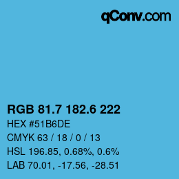 カラーコード: RGB 81.7 182.6 222 | qconv.com