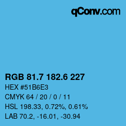 カラーコード: RGB 81.7 182.6 227 | qconv.com