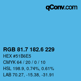 カラーコード: RGB 81.7 182.6 229 | qconv.com