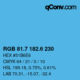 カラーコード: RGB 81.7 182.6 230 | qconv.com