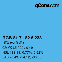 カラーコード: RGB 81.7 182.6 233 | qconv.com