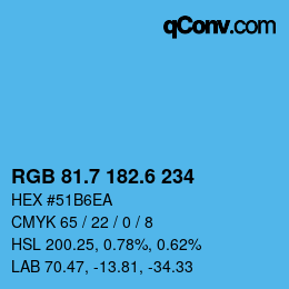 カラーコード: RGB 81.7 182.6 234 | qconv.com