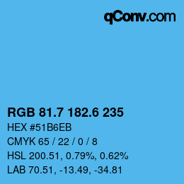 カラーコード: RGB 81.7 182.6 235 | qconv.com