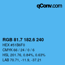 カラーコード: RGB 81.7 182.6 240 | qconv.com