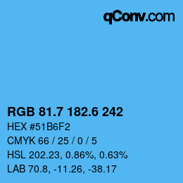 カラーコード: RGB 81.7 182.6 242 | qconv.com