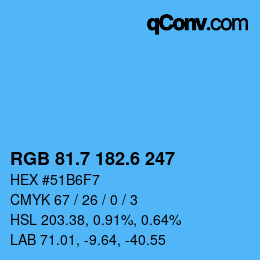 カラーコード: RGB 81.7 182.6 247 | qconv.com