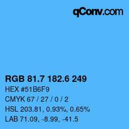 カラーコード: RGB 81.7 182.6 249 | qconv.com