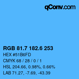 カラーコード: RGB 81.7 182.6 253 | qconv.com