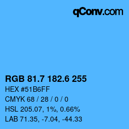 カラーコード: RGB 81.7 182.6 255 | qconv.com
