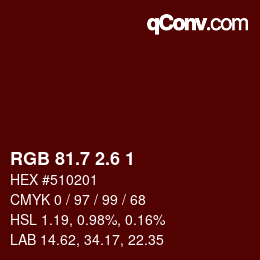 カラーコード: RGB 81.7 2.6 1 | qconv.com