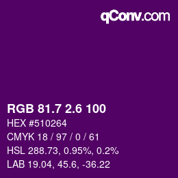 カラーコード: RGB 81.7 2.6 100 | qconv.com
