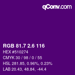 カラーコード: RGB 81.7 2.6 116 | qconv.com