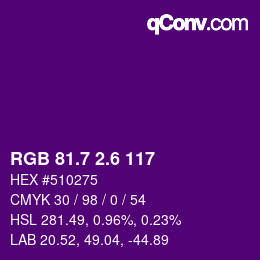 カラーコード: RGB 81.7 2.6 117 | qconv.com
