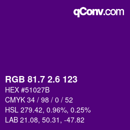カラーコード: RGB 81.7 2.6 123 | qconv.com