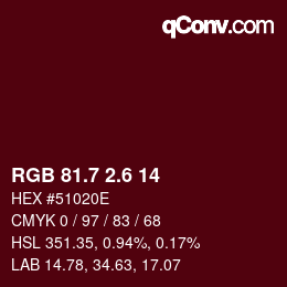 カラーコード: RGB 81.7 2.6 14 | qconv.com