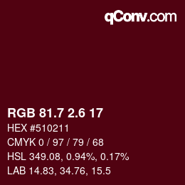 カラーコード: RGB 81.7 2.6 17 | qconv.com