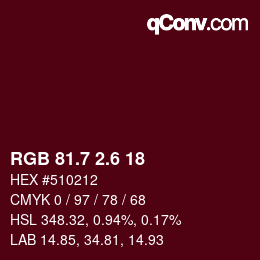カラーコード: RGB 81.7 2.6 18 | qconv.com