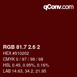 カラーコード: RGB 81.7 2.6 2 | qconv.com