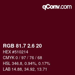 カラーコード: RGB 81.7 2.6 20 | qconv.com
