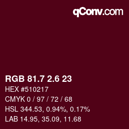 カラーコード: RGB 81.7 2.6 23 | qconv.com