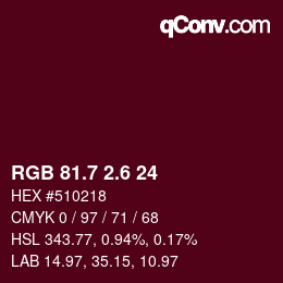 カラーコード: RGB 81.7 2.6 24 | qconv.com