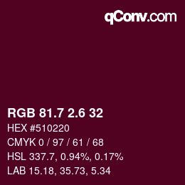 カラーコード: RGB 81.7 2.6 32 | qconv.com
