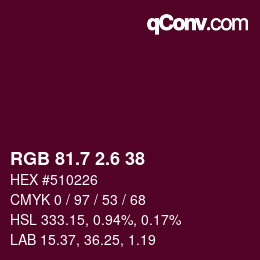 カラーコード: RGB 81.7 2.6 38 | qconv.com